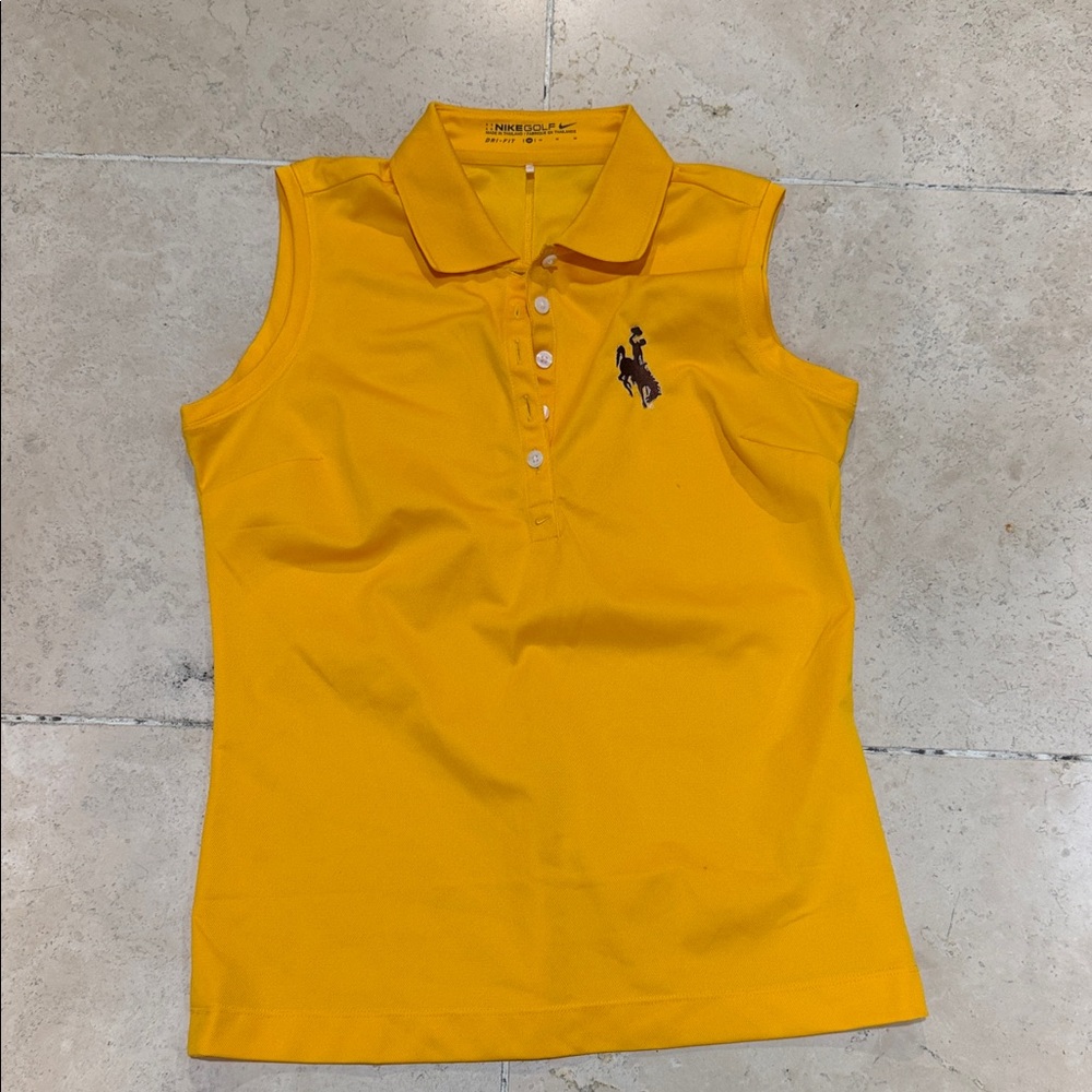 Nike Yellow Sleeveless Polo Tank with Button Placket